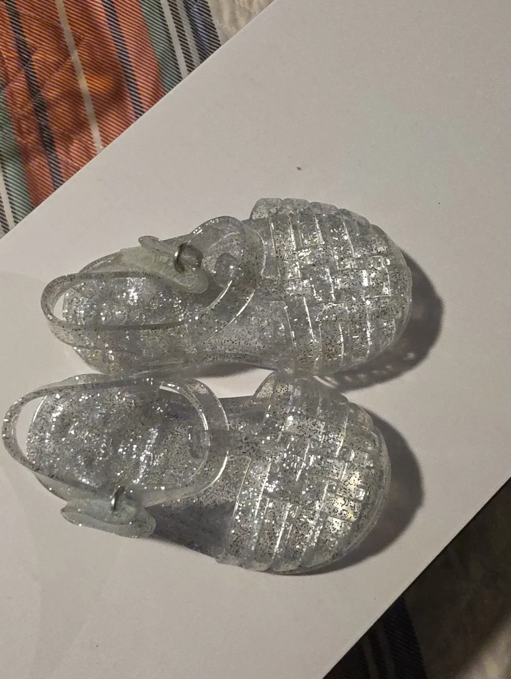 Old Navy Kids Clear Glitter Jelly Sandals - Silver Sparkle
